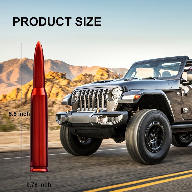 Seprochoo Car Truck 50 Cal Bullet Decoration Replacement Truck Accessories Red Universal for GMC Sierra 1500 Chevy Dodge Ram Silverado 1500 2500 3500 Ford F150 F250 F350 Car Truck Decoration (Red) - Image 2